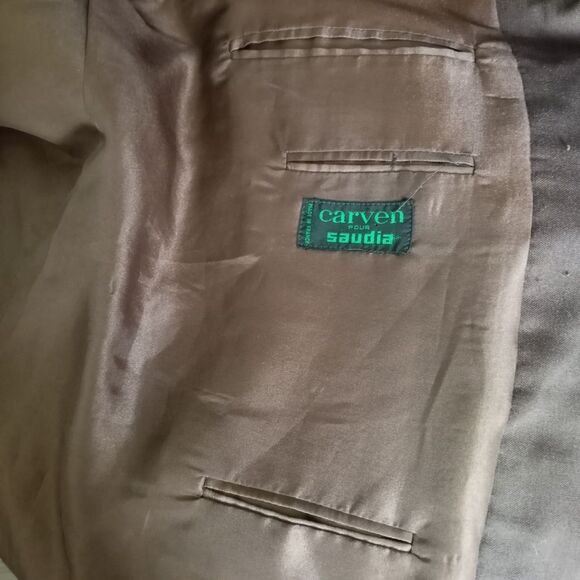 Vintage CARVEN Pilot Jacket Brown Gold Stripes SAUDIA Wool Blazer Chest 40" - Picture 6 of 8